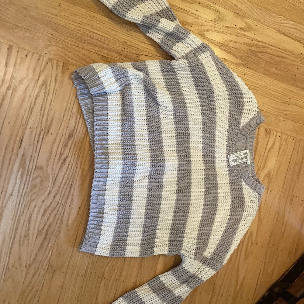 Sade & Sage: Striped Gray and Cream Sweater